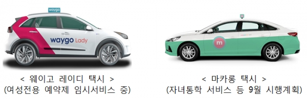 앞으로 택시는 플랫폼과 결합하면서 기존 여객운송 중심에서 여성안심, 자녀통학, 실버케어 등 맞춤형 서비스로 확대된다. [출처= 국토교통부]