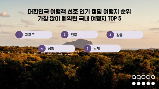 아고다, 가을 인기 캠핑 여행지 엄선...