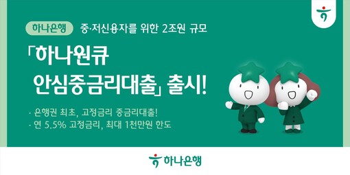 하나銀, 은행권 최초 자체 중금리대출...