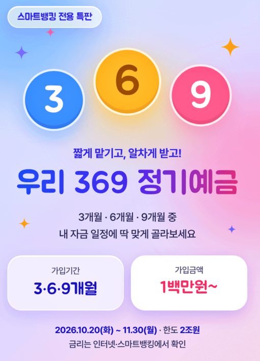 우리銀, 최고 연 3.80% 단기예금...